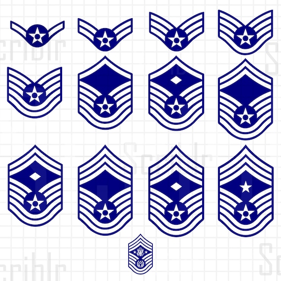 Us Air Force Enlisted Rank Vectors Svg Png Cutfile Etsy Air Force