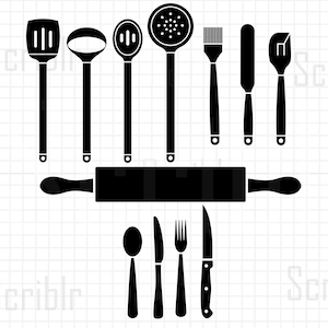 Kitchen Utensils Vector SVG PNG Cutfile
