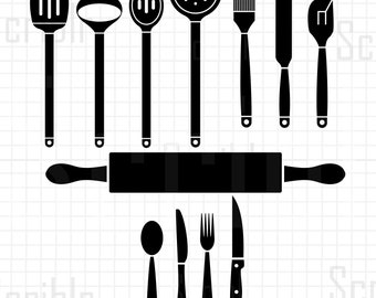 Kitchen Utensils Vector SVG PNG Cutfile