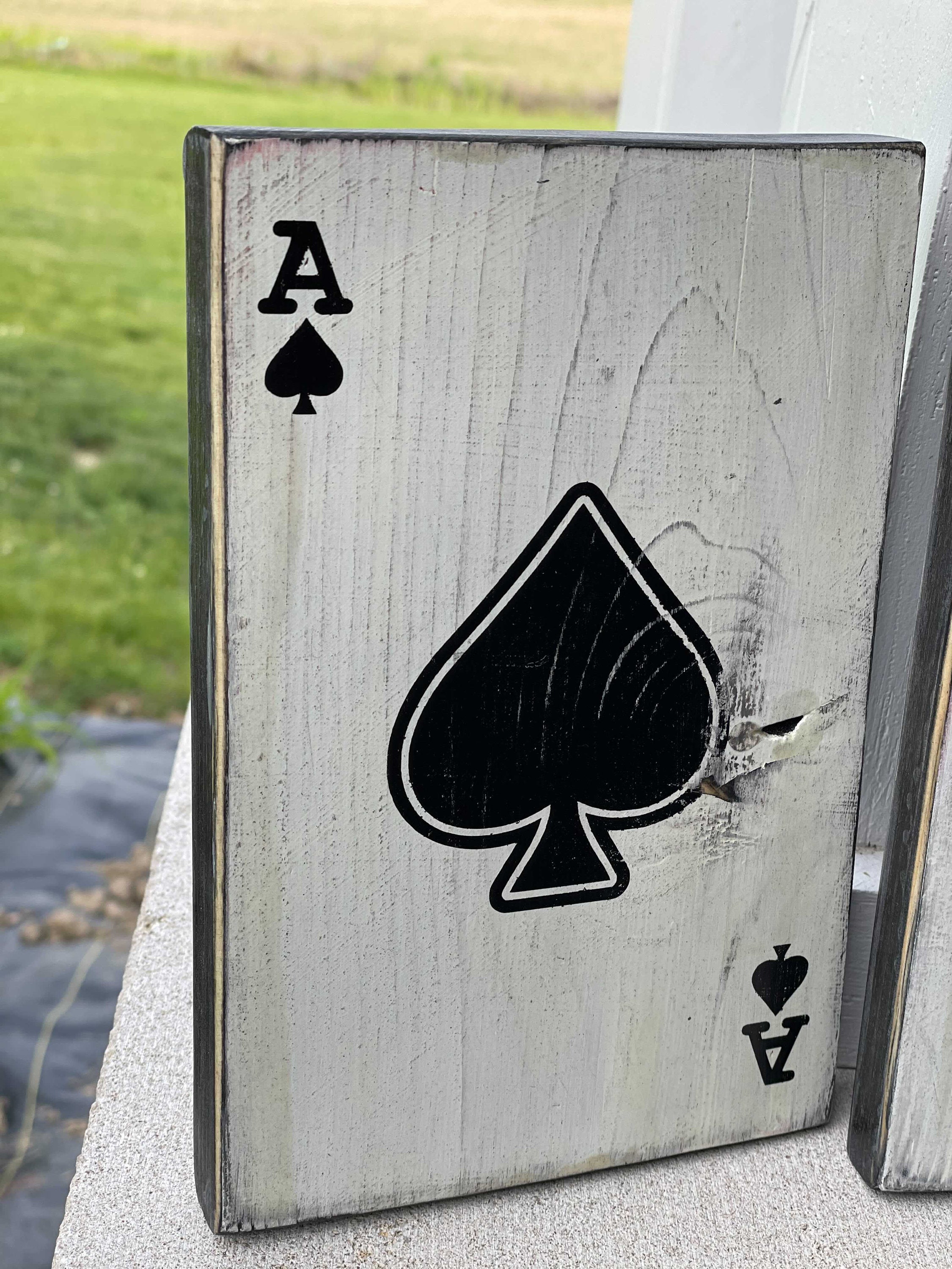 Four Wooden Ace Signs Distressed Etsy
