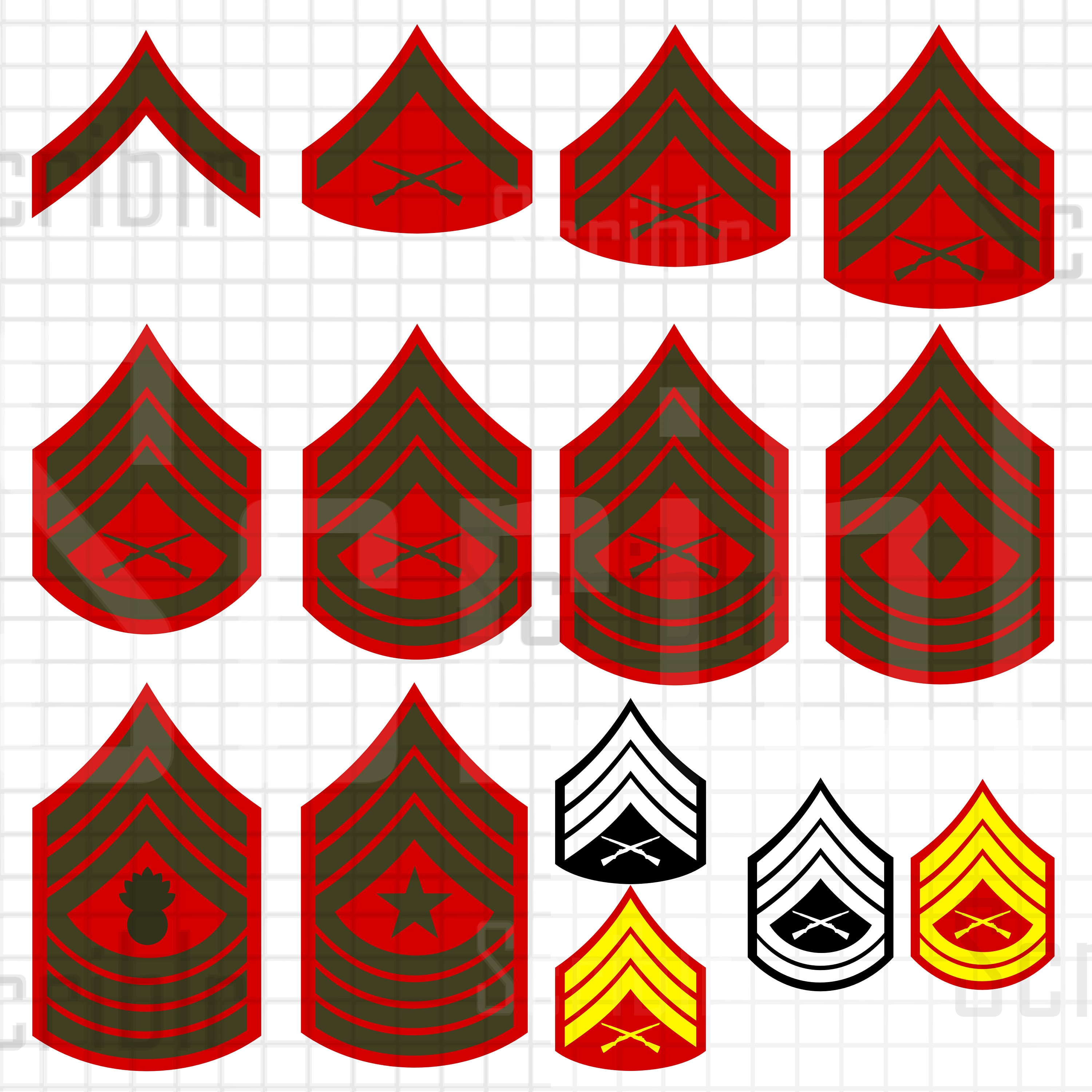 US Marines Enlisted Ranks Vector SVG Cut Files - Etsy Australia
