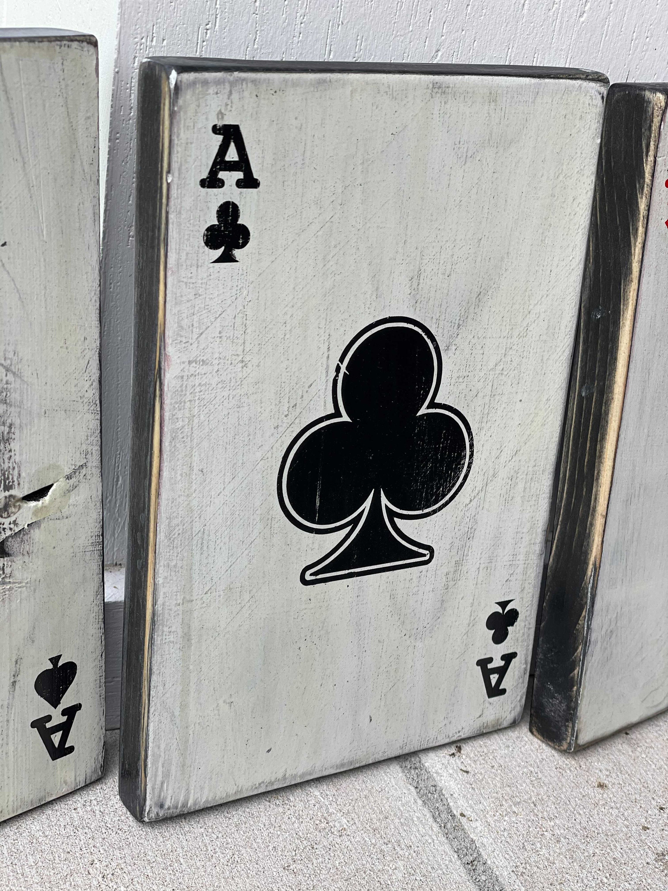 Four Wooden Ace Signs Distressed Etsy