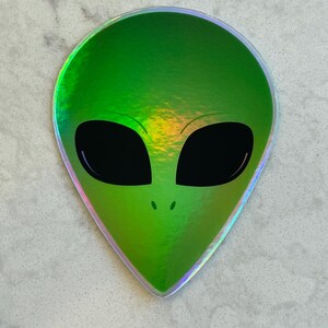 Alien Head Holographic Stickers image 2