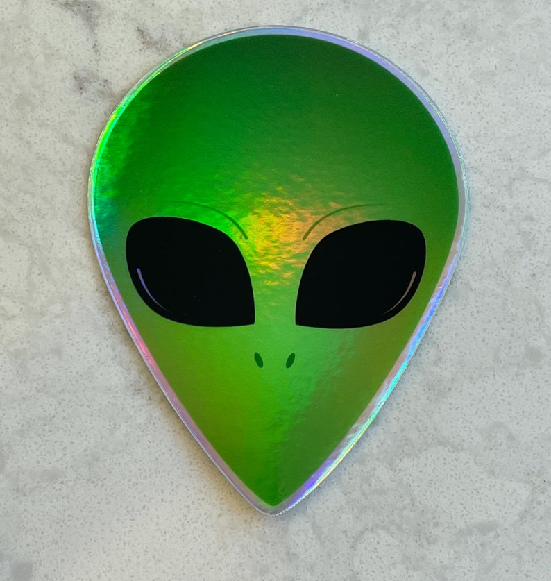 Alien Head Holographic Stickers image 2