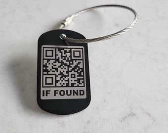 Aluminum Waterproof QR Code Luggage Key Tag Laser Etched