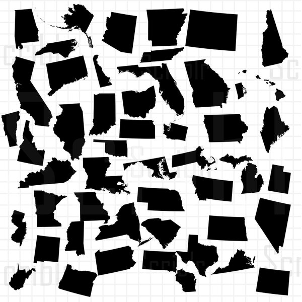 All 50 States as Individual SVG PNG Files Vector