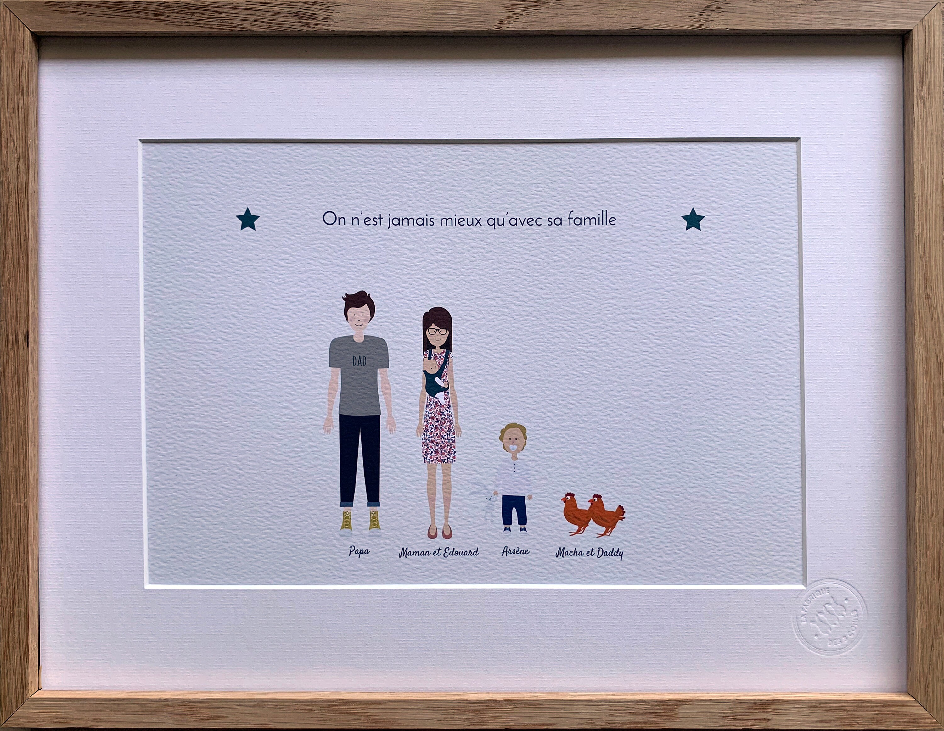 Illustration Famille Modèle Étoiles Gris