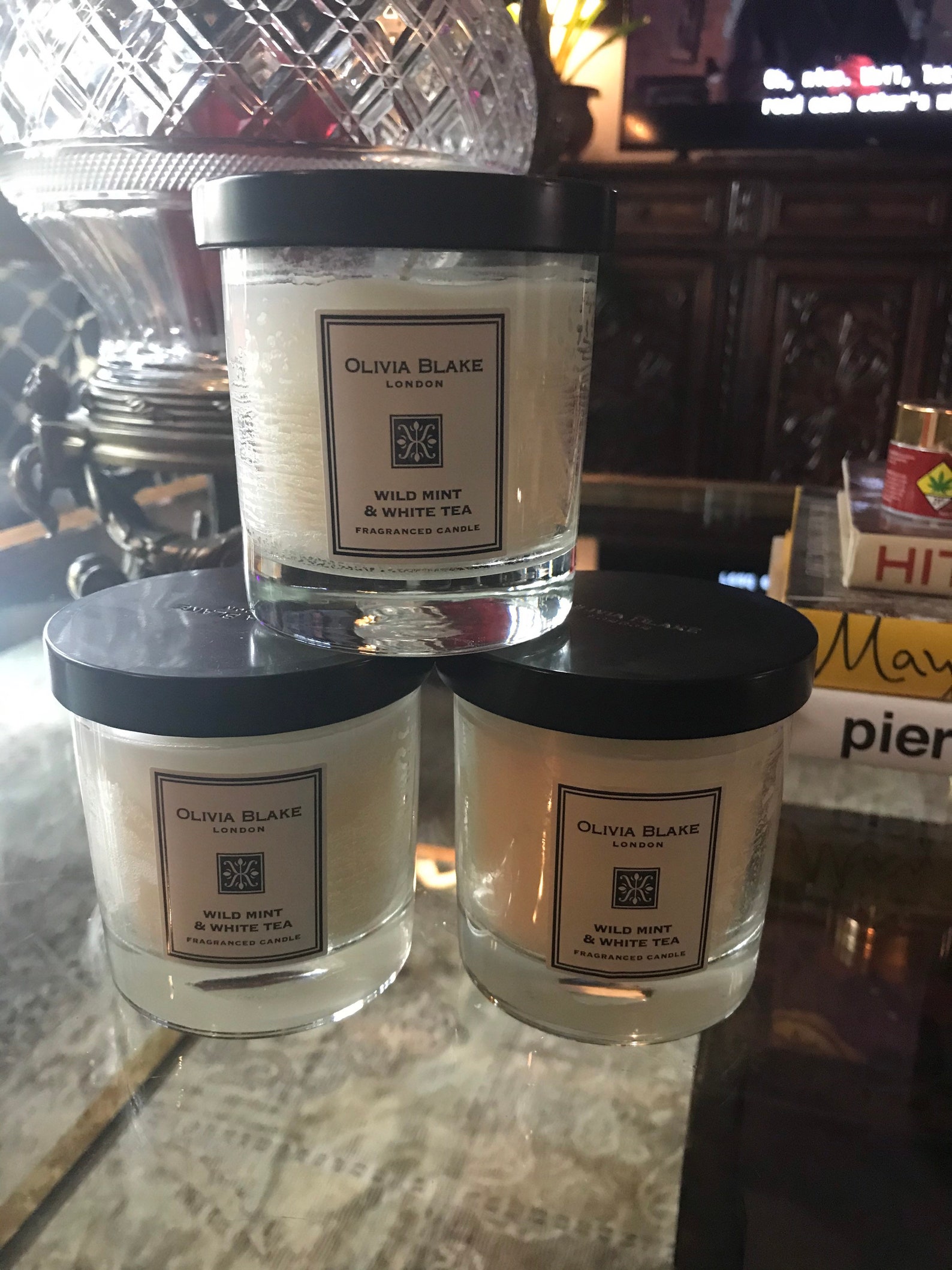 3 Olivia Blake London Wild Mint & White Tea candles Etsy