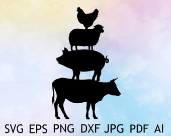 Cow Pig Chicken Svg Etsy