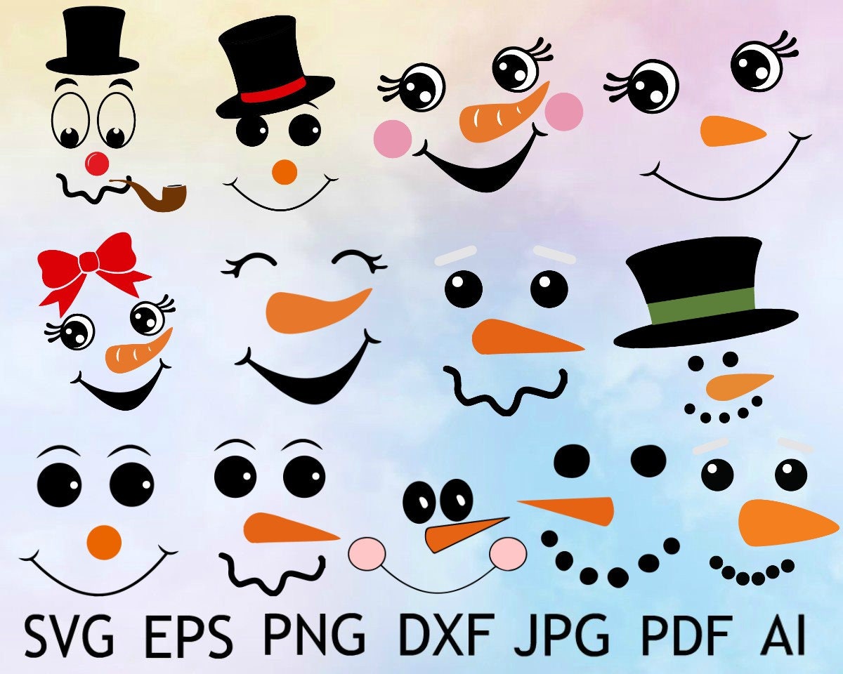 Snowman Face Cut | Snowman Svg | Snowman Cut File| Eyelashes Svg | Ch…