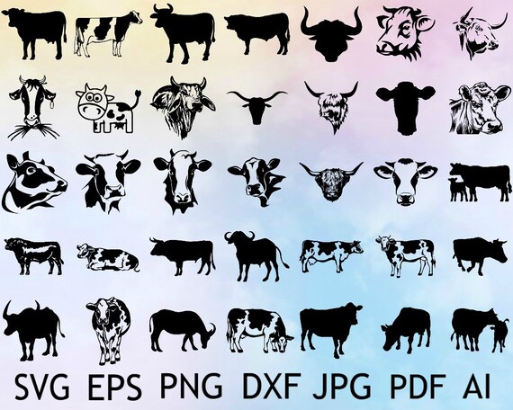 Download Cow Svg Cow Vector Cows Svg Cow Face Svg Cow Clipart Etsy