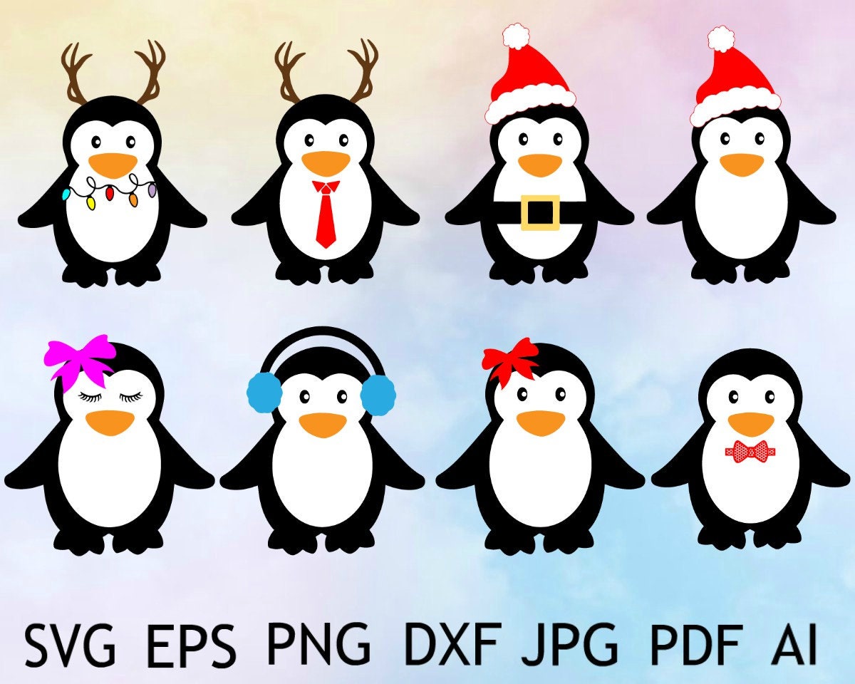 Download Christmas Penguin Svg Winter Penguin Svg Penguin Girl Svg Etsy