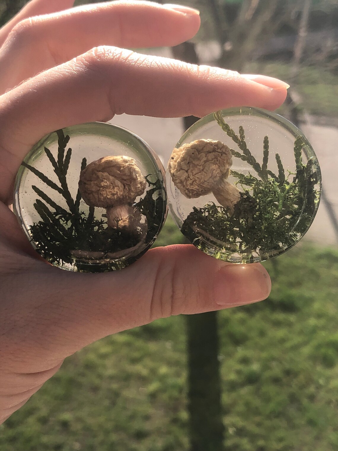 Ear plug with mushrooms Handmade epoxy resin gauges Ear Etsy