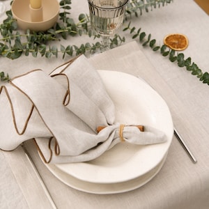 Linen napkins in Natural color set of 2, Vintage Linen napkins, Table setting, Large napkins, Stonewashed linen, Christmas table decor