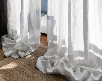 Linen curtain panel with rod pocket, 55"/140 Cm Width curtains in many colours,