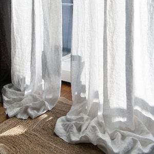 Linen curtain panel with rod pocket, 55/140 Cm Width curtains in many colours, imagem 1
