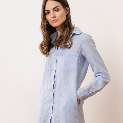 Linen Shirt Dress MIA. Linen Tunic. Button up Dress. Midi Etsy