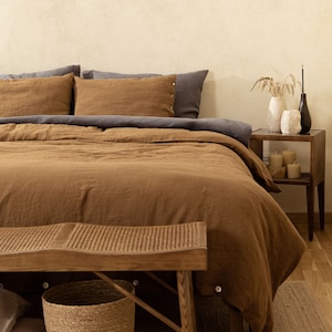 Linen Bedding Set in Cinnamon Color Duvet Cover and 2 linen image 5