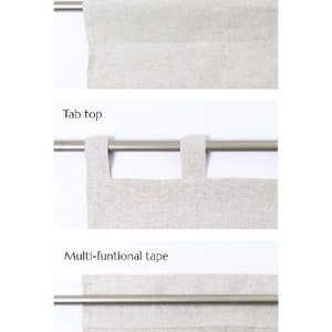 Extra wide linen curtain with tab top / 240cm Width curtain. Extra long curtains in Beige color image 7