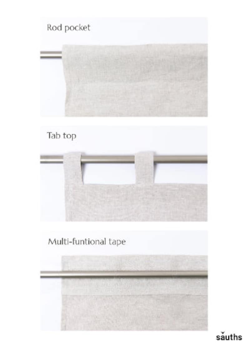Extra wide linen curtain with tab top / 240cm Width curtain. Extra long curtains in Beige color image 7