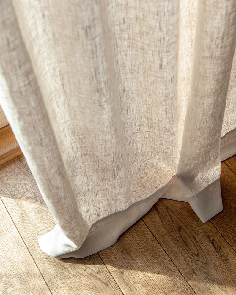 Cortinas de lino pesado con cinta multifuncional, cortinas de lino extra largas beige hechas a mano imagen 4