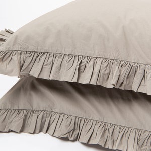 White 100% Cotton Sham with Ruffles. Standard Queen King sizes. Pillowcase with Ruffles. image 4