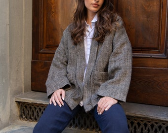 Oversized linen jacket Madison for women. Heavy weight, relaxed fit linen blazer. Casual linen coat. Fall clothing.