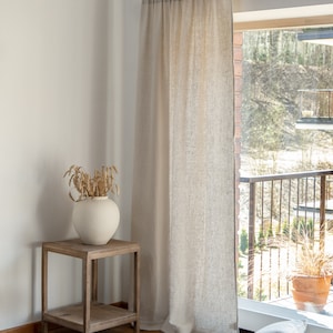 Cortinas de lino pesado con cinta multifuncional, cortinas de lino extra largas beige hechas a mano imagen 1
