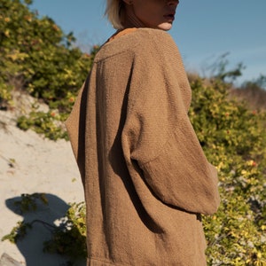 Brown Linen Cardigan Ralph, Fall Jacket image 2