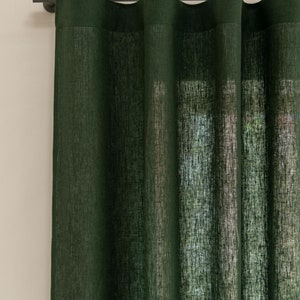 Heavy weight linen curtains with multifunctional tape, Handmade Beige extra long linen curtains image 7