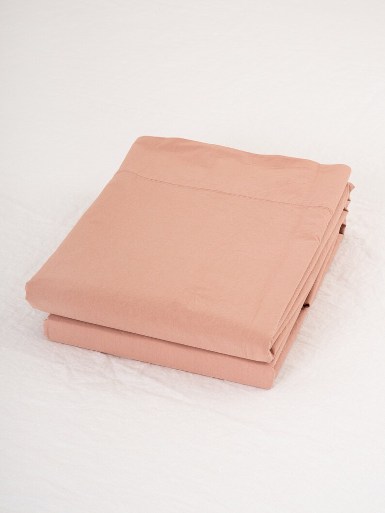 Cotton Percale Top Sheet in Clay color. image 2