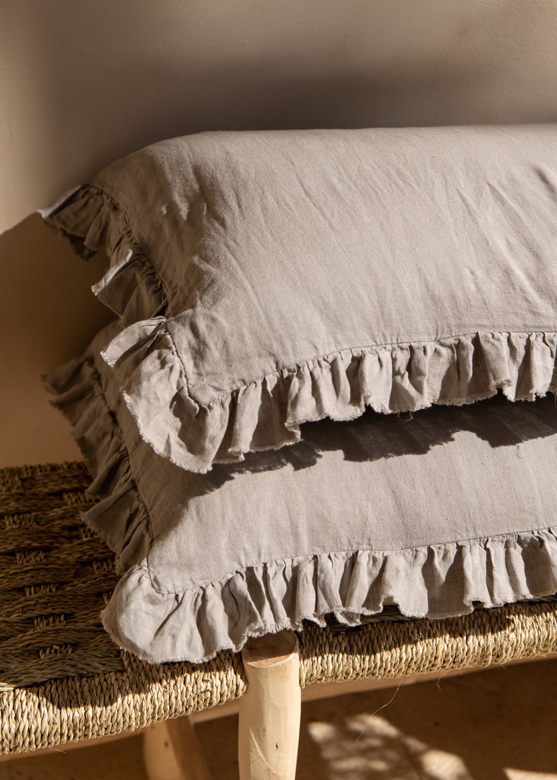 Linen Pillowcase. Linen Pure Pillowcase. Linen Pillow Cover King, Queen, Standard, Euro sizes. Cappuccino linen pillowcover 画像 2