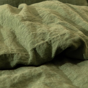 Linen Bedding set in Green 3 PCS, Duvet Cover and Two Pillowcases Queen King Custom sizes, 画像 10