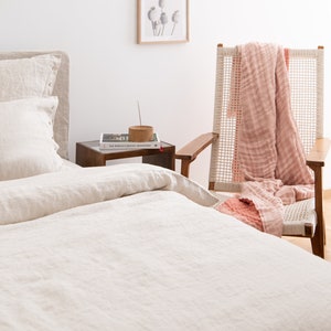 Parure de lit en lin beige. Housse de couette en lin et 2 taies d'oreiller en lin. Ensembles grand lit, très grand lit et deux places en lin lavé. Tailles personnalisées. image 6