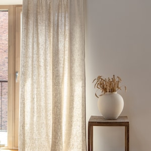 Heavy weight linen curtains with multifunctional tape, Handmade Beige extra long linen curtains image 10
