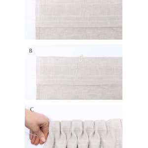 Extra wide linen curtain with tab top / 240cm Width curtain. Extra long curtains in Beige color image 8