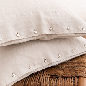 Beige Linen Bedding Set . Linen Duvet Cover and 2 linen pillowcases. Stonewashed linen Queen, King, Full/Double sets. Custom sizes. image 8