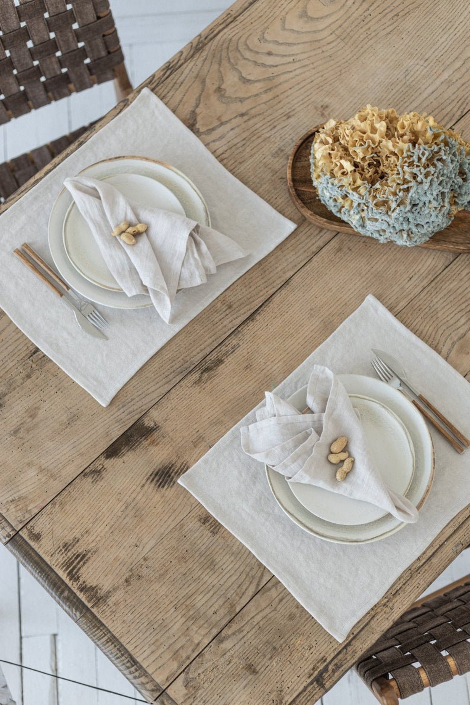 Linen Placemat. Linen Table Mats in Gray and Beige Color. Etsy Ireland