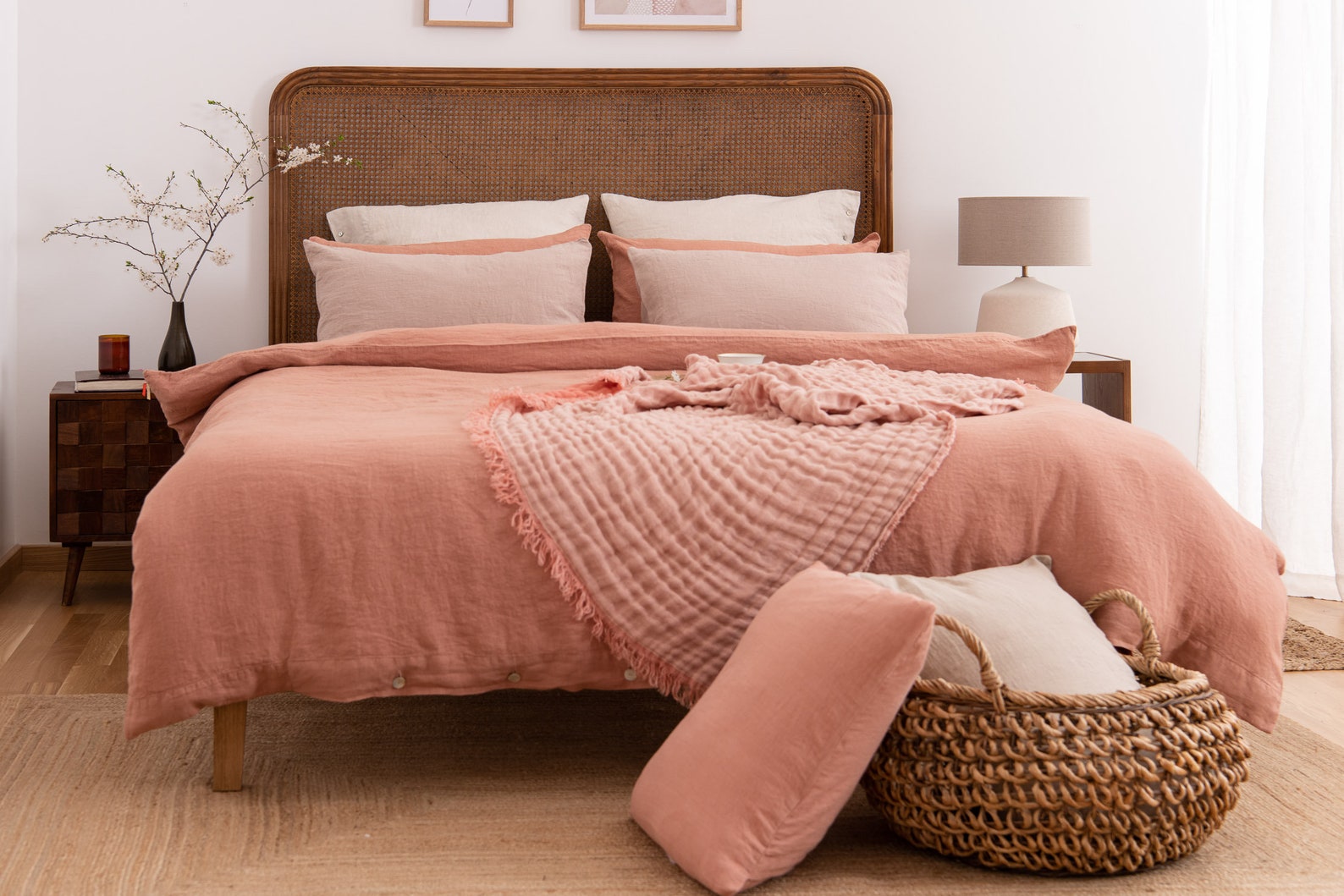 Linen Bedding Set in Clay Color. Linen Duvet Cover and 2 Linen Etsy