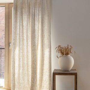 Cortinas de lino pesado con cinta multifuncional, cortinas de lino extra largas beige hechas a mano imagen 3