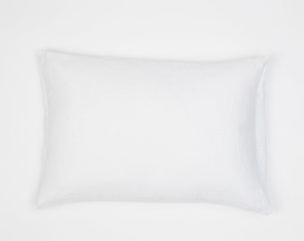 White Linen Pillow Cover. Pure washed linen. Soft, handmade pillowcase. Organic linen. King, queen, standard, custom size pillow case.