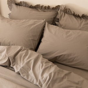 White 100% Cotton Sham with Ruffles. Standard Queen King sizes. Pillowcase with Ruffles. image 7