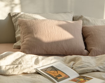 Linen Pillowcase. Linen Pure Pillowcase. Linen Pillow Cover King, Queen, Standard, Euro sizes. Almond linen pillowcover