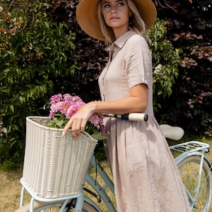 Linen dress for summer in Almond colour. image 3