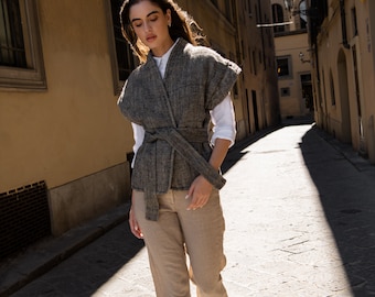 Débardeur en lin pour femme, gilet d'automne en lin, gilet en lin élégant ISABELLA.