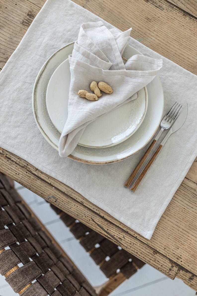 Linen Placemat. Linen Table Mats in Gray and Beige Color. Etsy