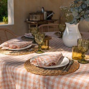 Linen Tablecloth in Gingham, Large table decor, image 5