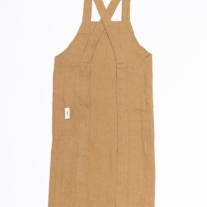 Pinafore linen apron, Cross back apron for her, Gift for her him friend chef, Japanese linen apron with pockets image 6