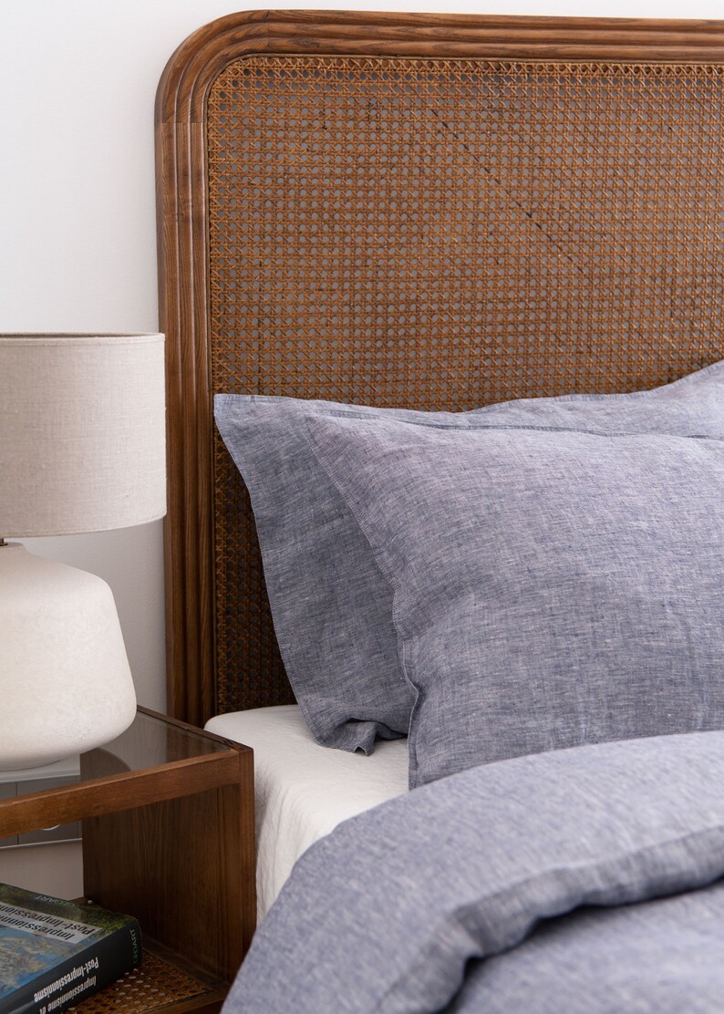 Linen Bedding Set in Dark Blue Chambray Color. Linen Duvet Etsy