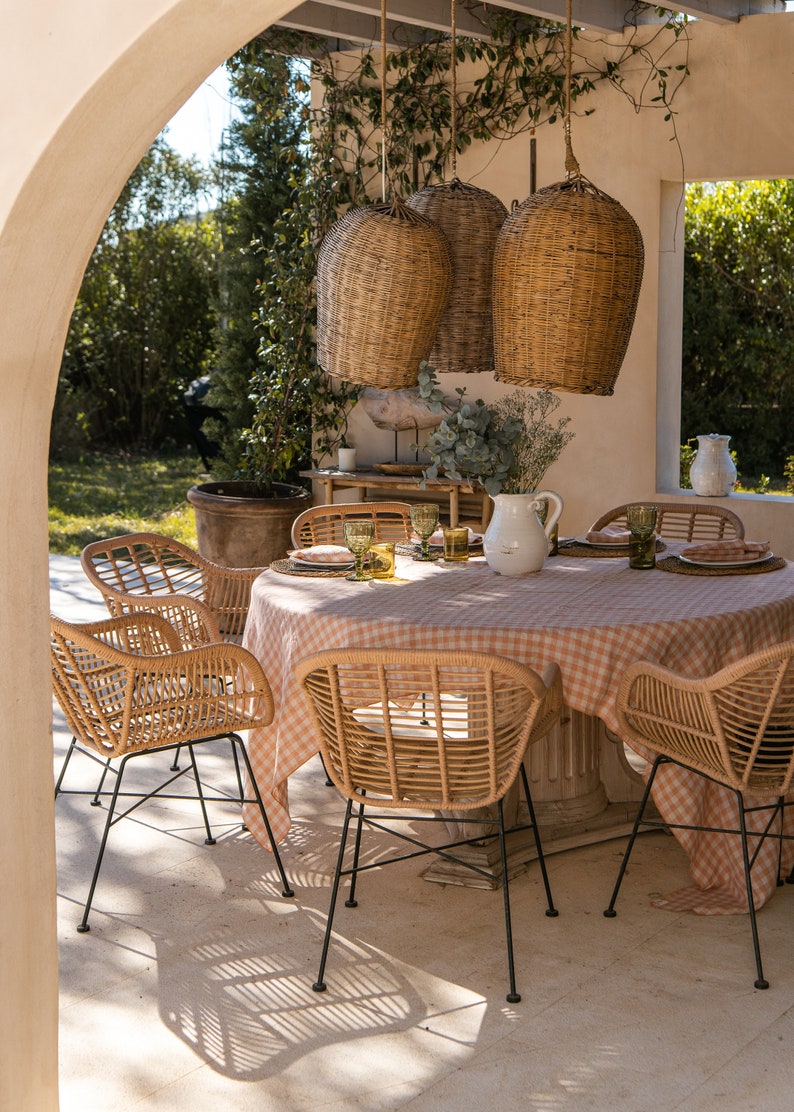 Linen Tablecloth in Gingham, Large table decor, image 2